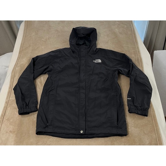 The North Face Hyvent Mens Medium Black Waterproof Hooded Rain Jacket - Picture 1 of 14